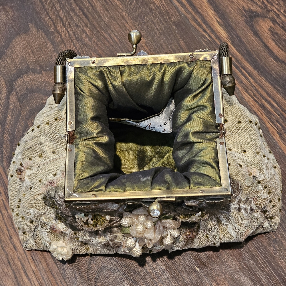 Mary Frances Cream Floral Embellished Evening Bag - Picture 5 of 5